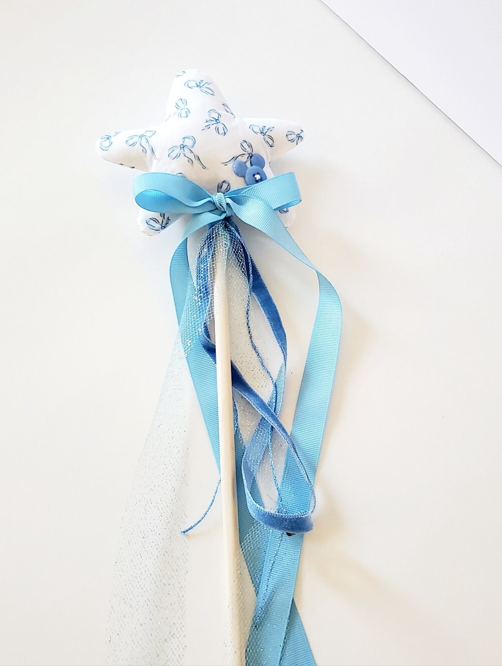 Handmade Blue Bow Fairy Star Wand - Kids Toy